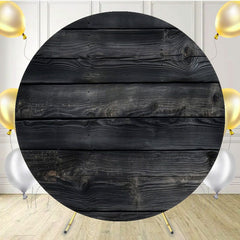 Black Old Wood Plank Texture Circle Backdrop - Layoris