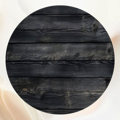 Black Old Wood Plank Texture Circle Backdrop - Layoris