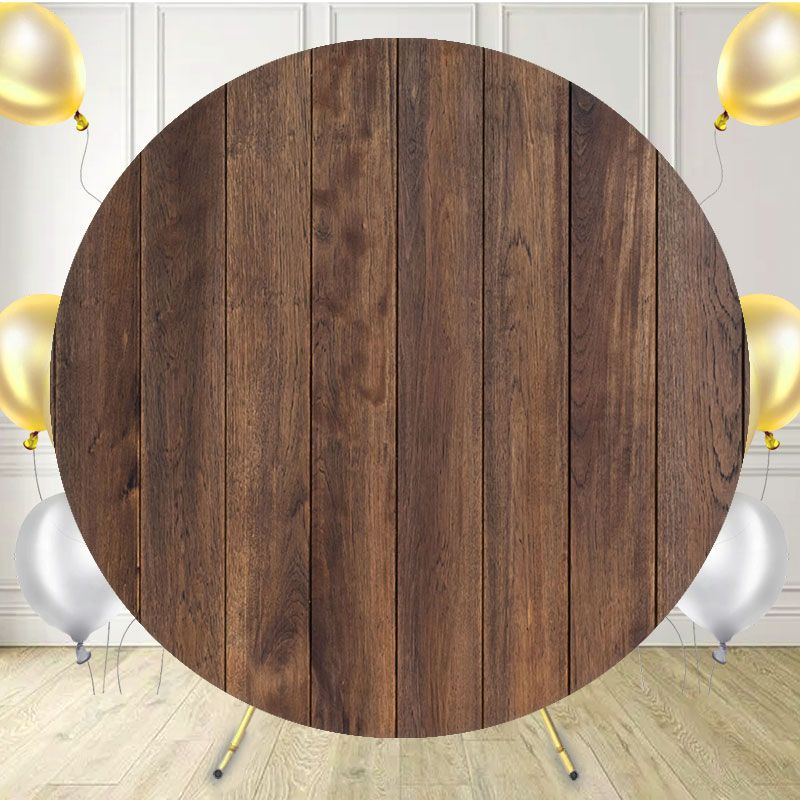 Classic Brown Wood Texture Circle Backdrop - Layoris