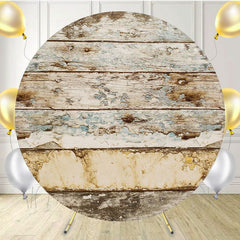 Decayed Old Wooden Planks Round Backdrop - Layoris