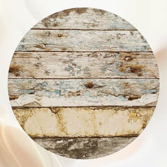 Decayed Old Wooden Planks Round Backdrop - Layoris