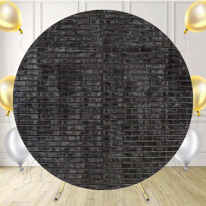 Black Brick Wall Studio Circle Backdrop - Layoris