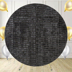 Black Brick Wall Studio Circle Backdrop - Layoris