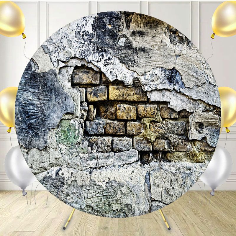 Dilapidated Rustic Wall Circle Backdrop - Layoris