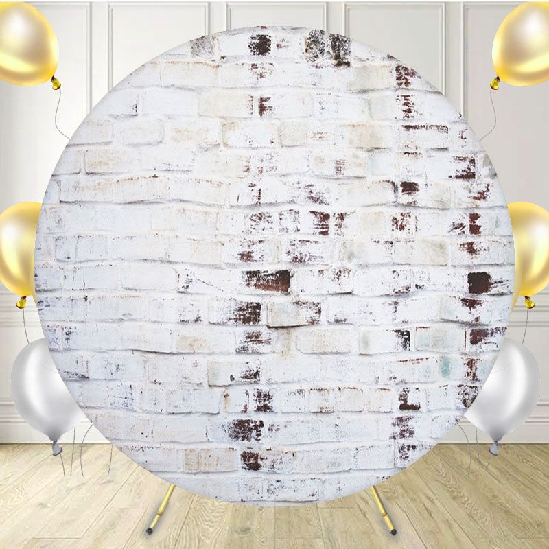 White Brick With Paint Wiped Off Round Backdrop - Layoris