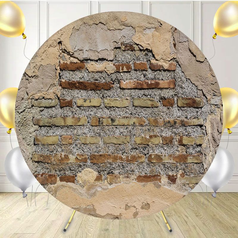 Earthy Red Brick Wall Portrait Round Backdrop - Layoris