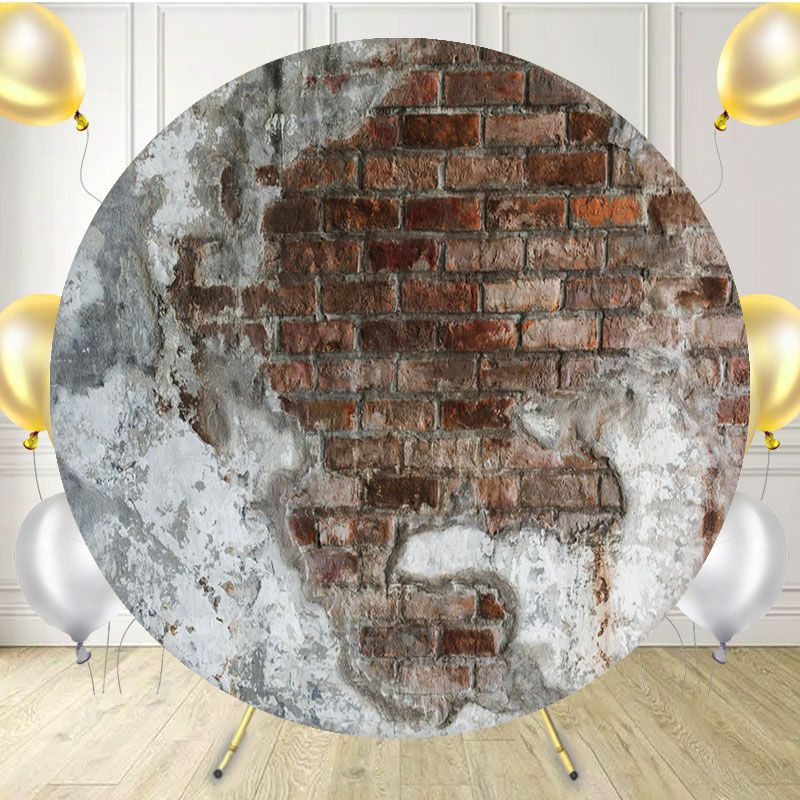 Vintage Shabby Red Brick Wall Round Backdrop - Layoris