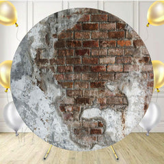 Vintage Shabby Red Brick Wall Round Backdrop - Layoris