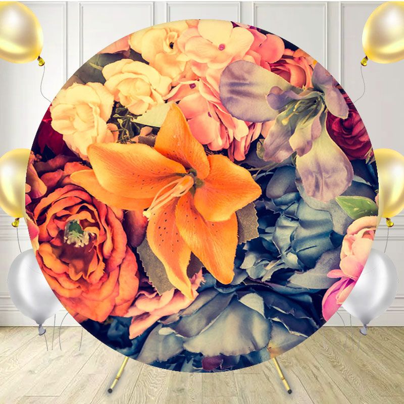 Vintage Toned Floral Women Circle Backdrop - Layoris