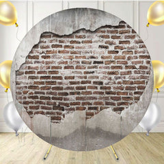 Retro Classic Red Brown Brick Wall Round Backdrop - Layoris
