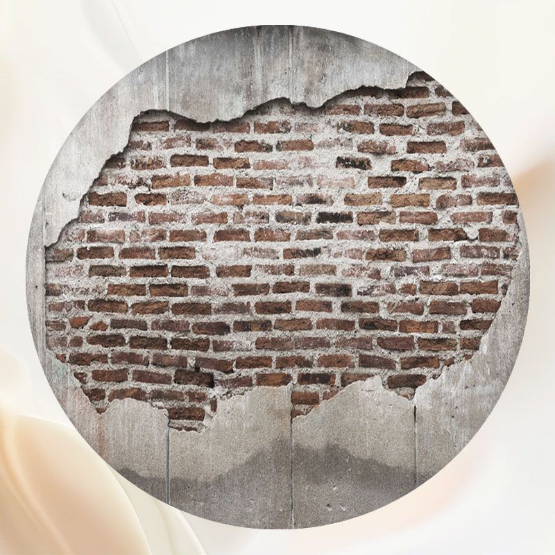 Retro Classic Red Brown Brick Wall Round Backdrop - Layoris