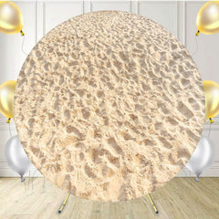 Beach With Footprints Summer Round Backdrop - Layoris