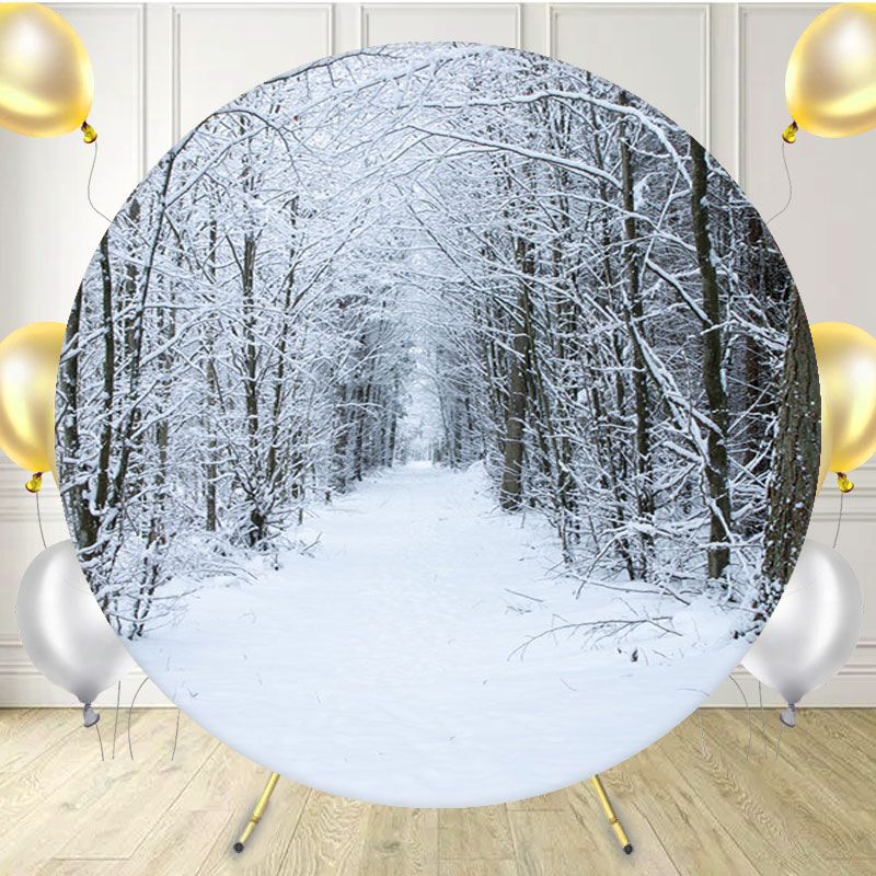 Winter Snowy Woods Snow Circle Backdrop - Layoris