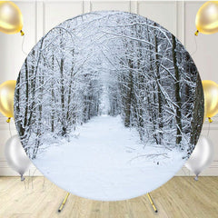 Winter Snowy Woods Snow Circle Backdrop - Layoris