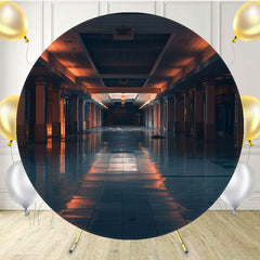 Dark And Endless Corridor Circle Backdrop - Layoris