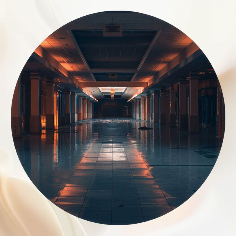 Dark And Endless Corridor Circle Backdrop - Layoris