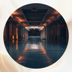 Dark And Endless Corridor Circle Backdrop - Layoris