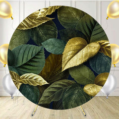 Golden Green Leaves Interweaving Round Backdrop - Layoris
