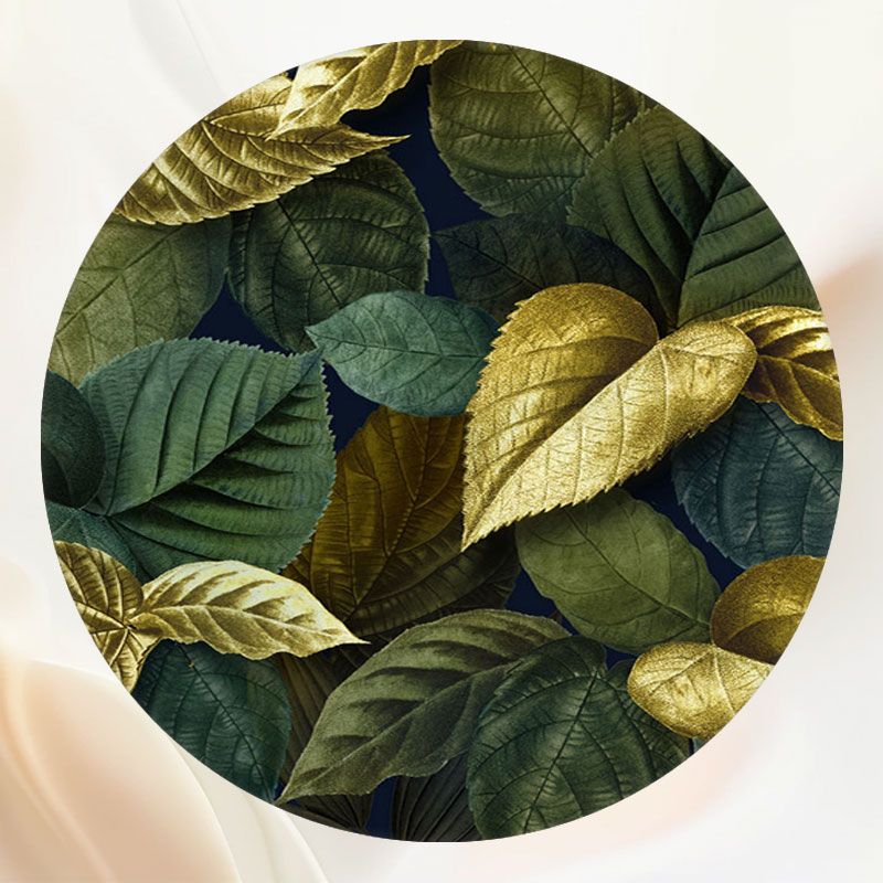 Golden Green Leaves Interweaving Round Backdrop - Layoris