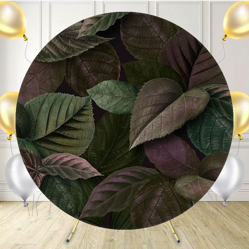 Red Brown Leaves Interweaving Round Backdrop - Layoris