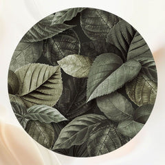 Gray Green Velvet Leaves Round Backdrop - Layoris