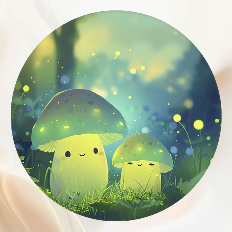 Cute Mushroom Elves Magic Forest Round Backdrop - Layoris