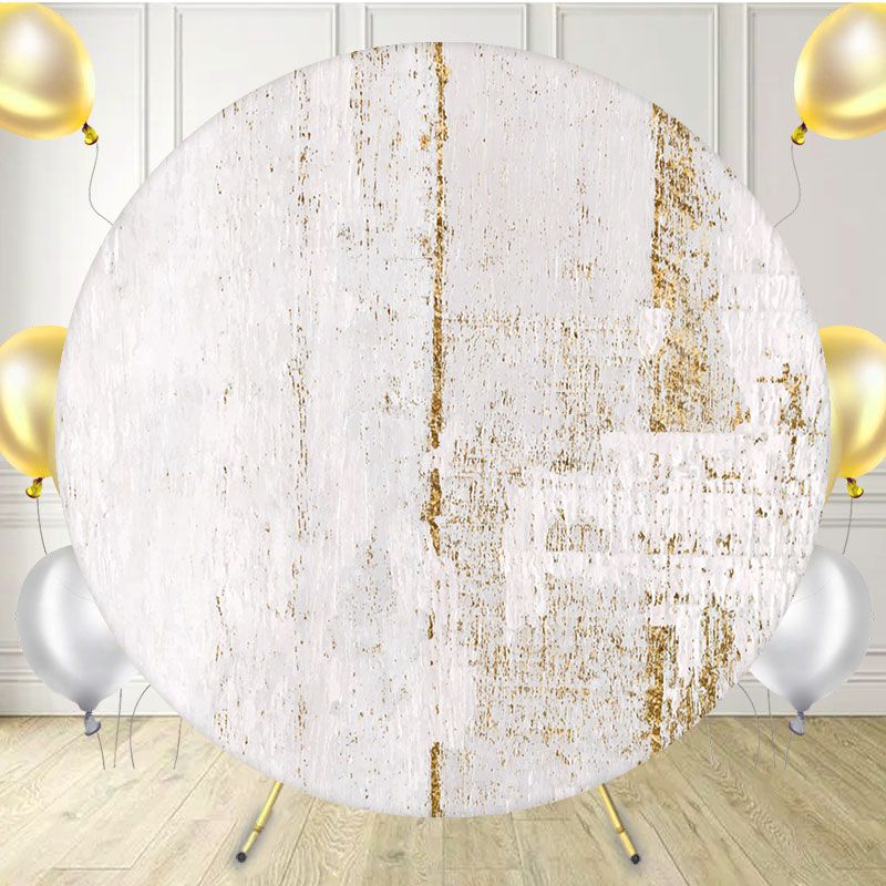 White Painted Wooden Planks Round Backdrop - Layoris