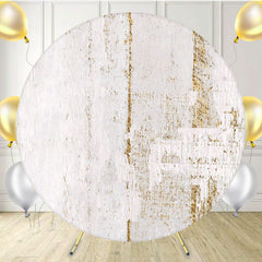 White Painted Wooden Planks Round Backdrop - Layoris