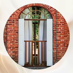 Red Brick Wall Arch Portrait Round Backdrop - Layoris