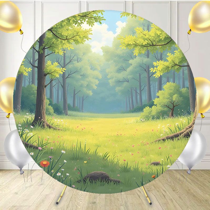 Cartoon Fresh Green Forest Backdro Pround Shoot - Layoris