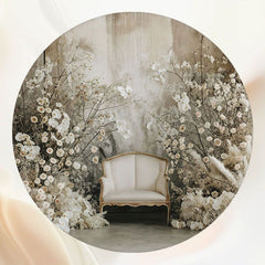 Indoor White Flower Chair Round Backdrop - Layoris