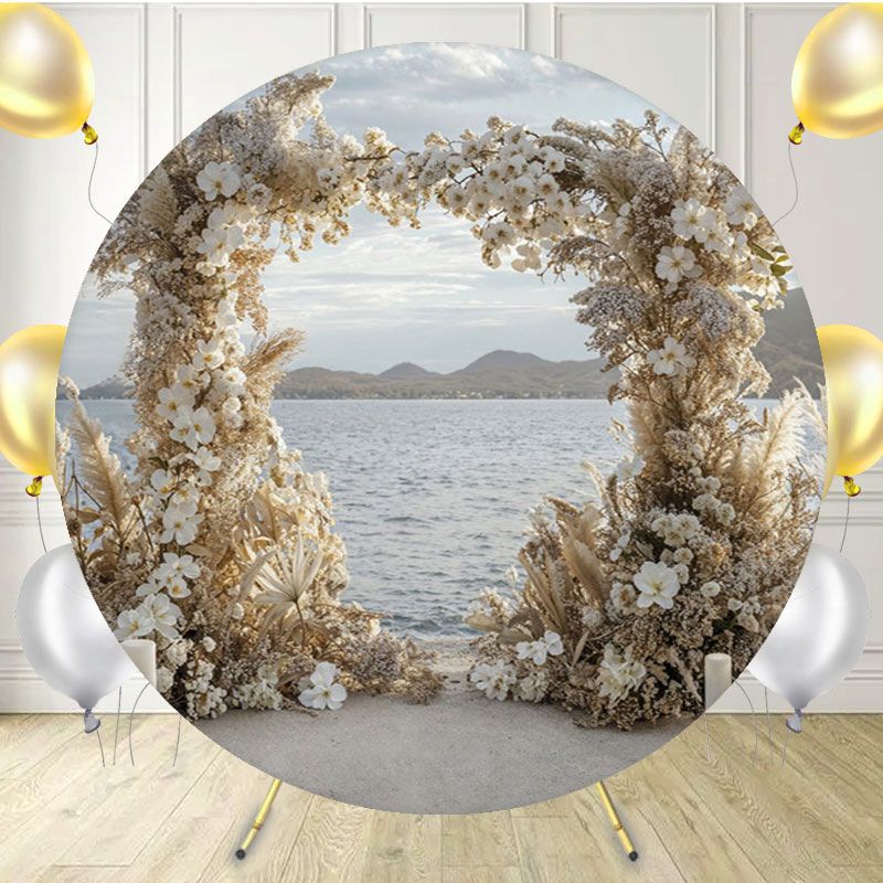 Seaside Vernacular Reed Wedding Round Backdrop - Layoris