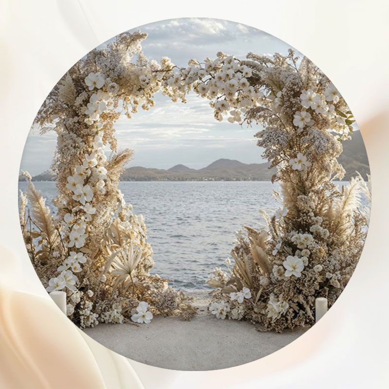 Seaside Vernacular Reed Wedding Round Backdrop - Layoris