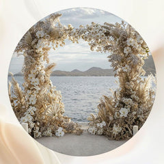 Seaside Vernacular Reed Wedding Round Backdrop - Layoris