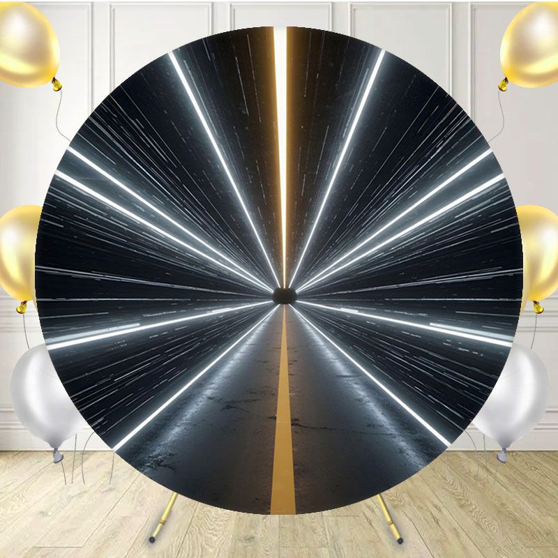 Magical White Valley Winter Circle Backdrop - Layoris
