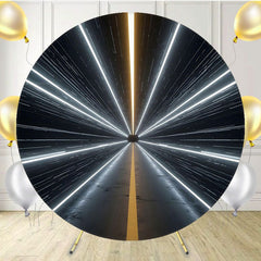 Magical White Valley Winter Circle Backdrop - Layoris