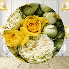 White Fence Flower Wall Circle Backdrop - Layoris