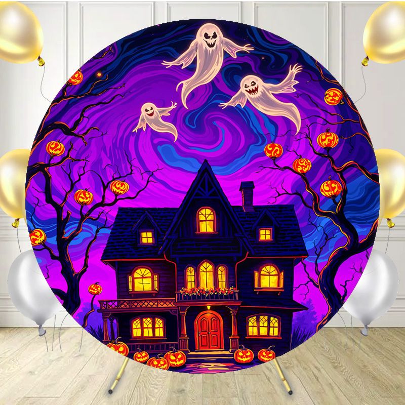 Cartoon Space Travel Cabin Circle Backdrop - Layoris