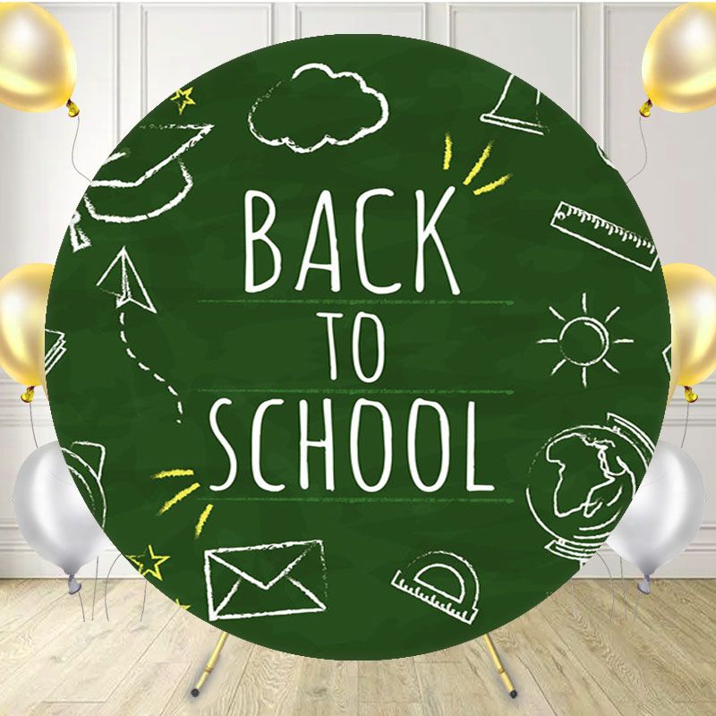 Chalk Drawing Back To School Round Backdrop - Layoris