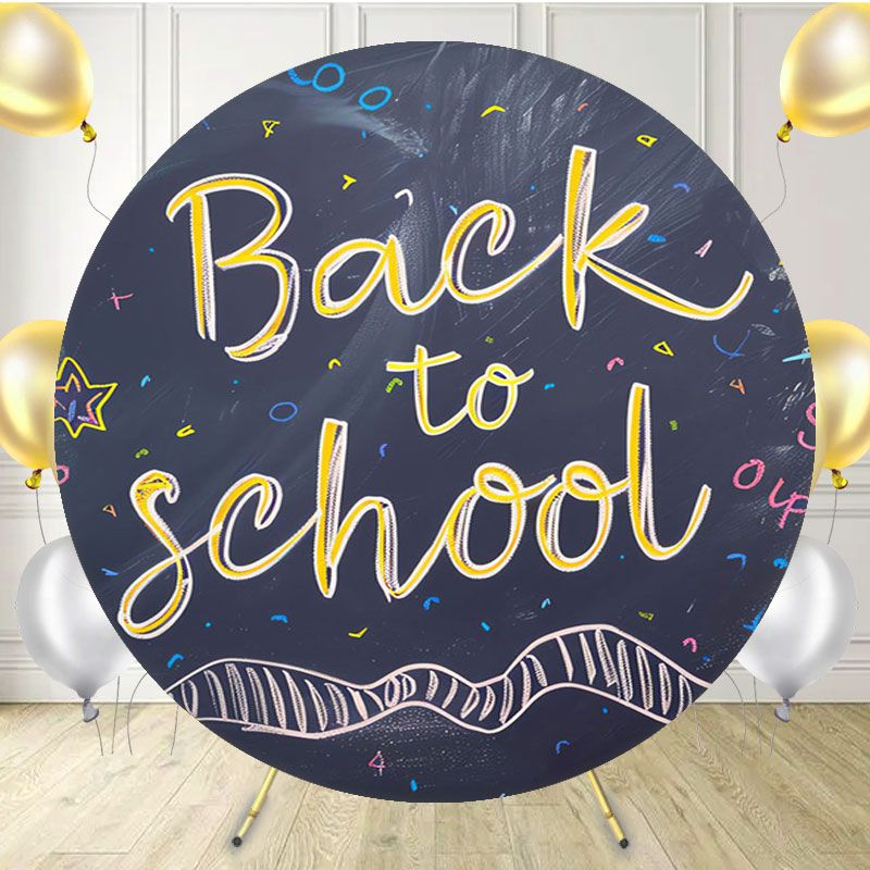 Colorful Chalk Drawing Back To School Round Backdrop - Layoris