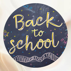 Colorful Chalk Drawing Back To School Round Backdrop - Layoris