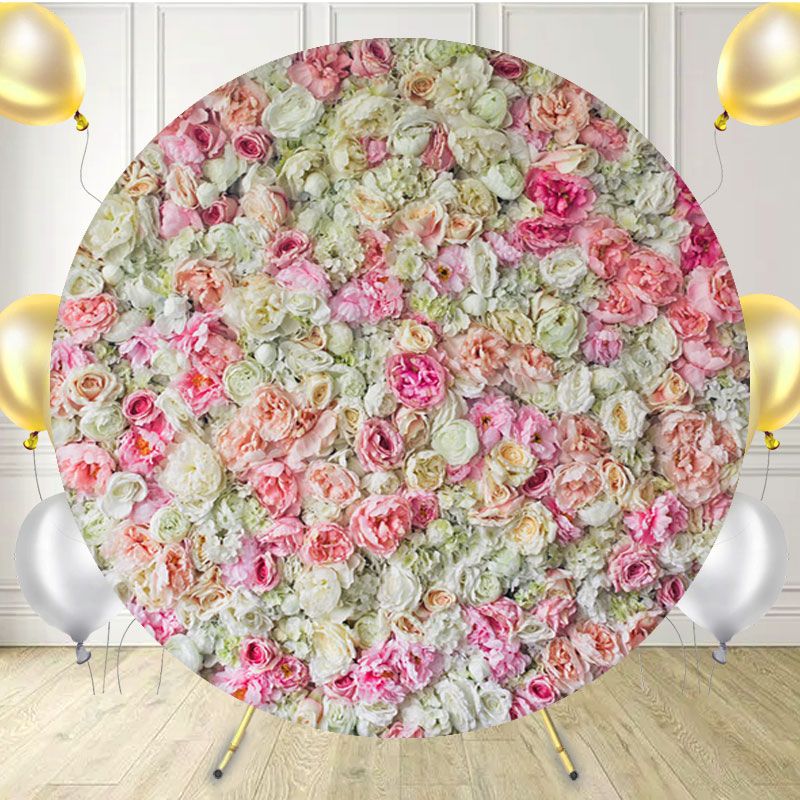 Lush Pink And White Floral Woman Round Backdrop - Layoris