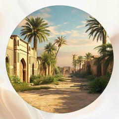 Ancient Tropical Town Studio Round Backdrop - Layoris
