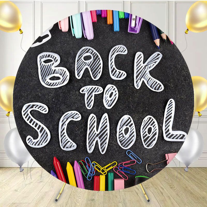Color Pencils Eraser Back To School Round Backdrop - Layoris