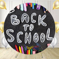 Color Pencils Eraser Back To School Round Backdrop - Layoris