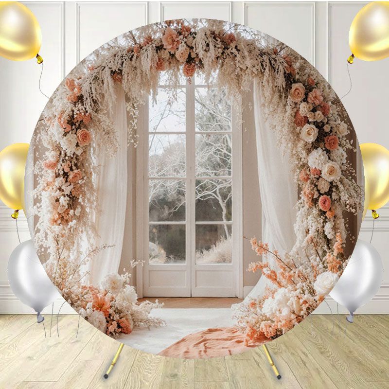 Wreath Arch Window Wedding Round Backdrop - Layoris