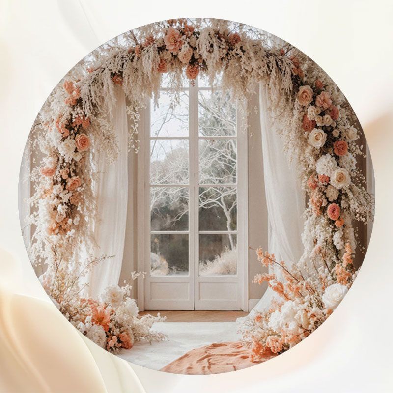 Wreath Arch Window Wedding Round Backdrop - Layoris