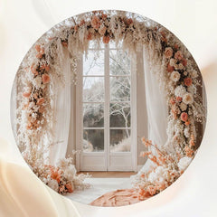 Wreath Arch Window Wedding Round Backdrop - Layoris