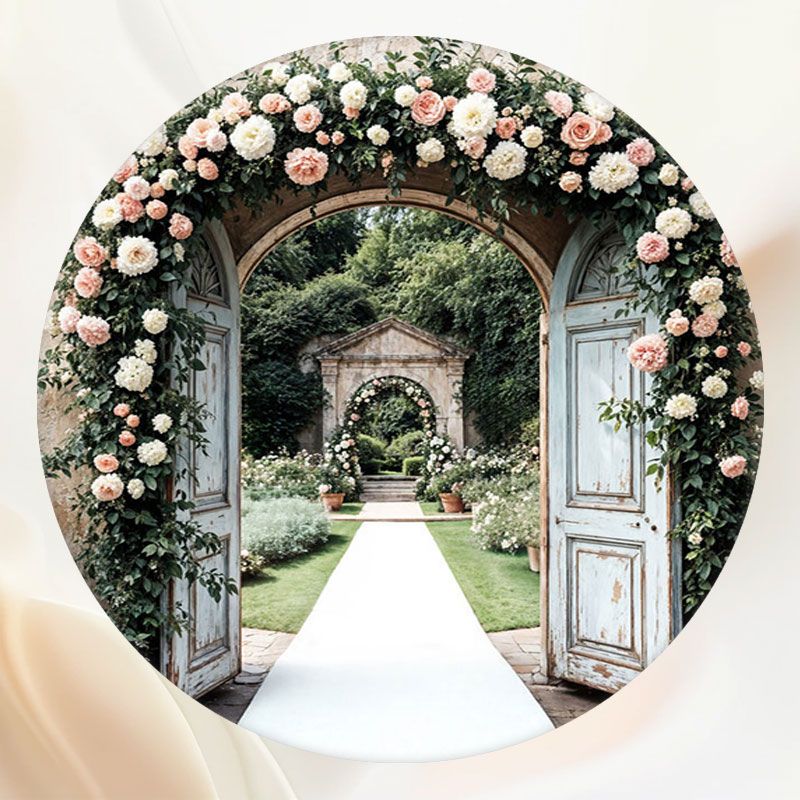 Arch Wreath Wedding Studio Circle Backdrop - Layoris