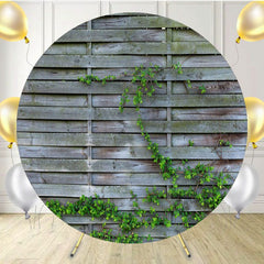 Old Wooden Board Vine Garden Circle Backdrop - Layoris